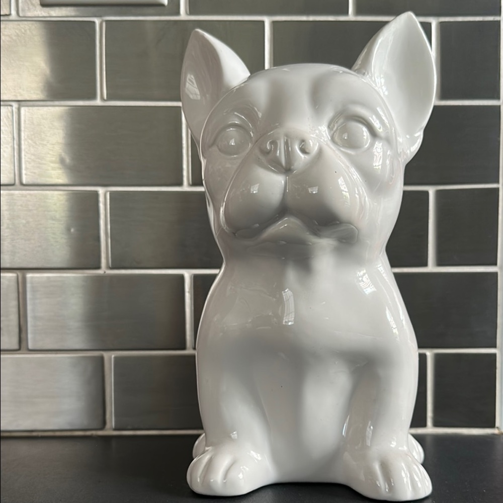 White Ceramic French Bulldog Figurine